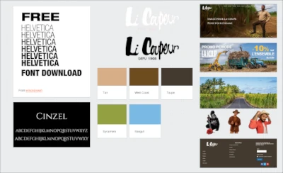 plage de tendance avec typographies, couleur et quelques images
