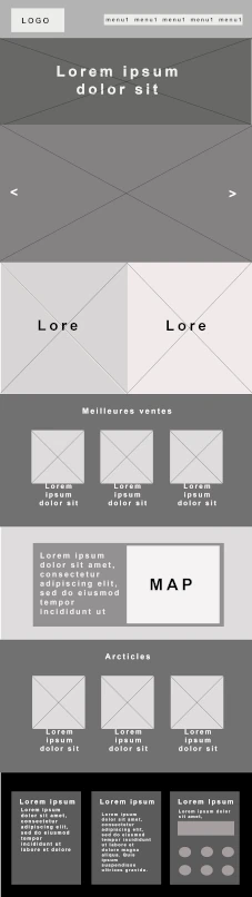 wireframe version desktop page accueil