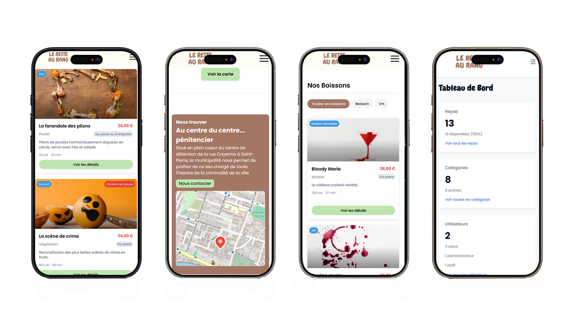 Version mobile du site restaurant