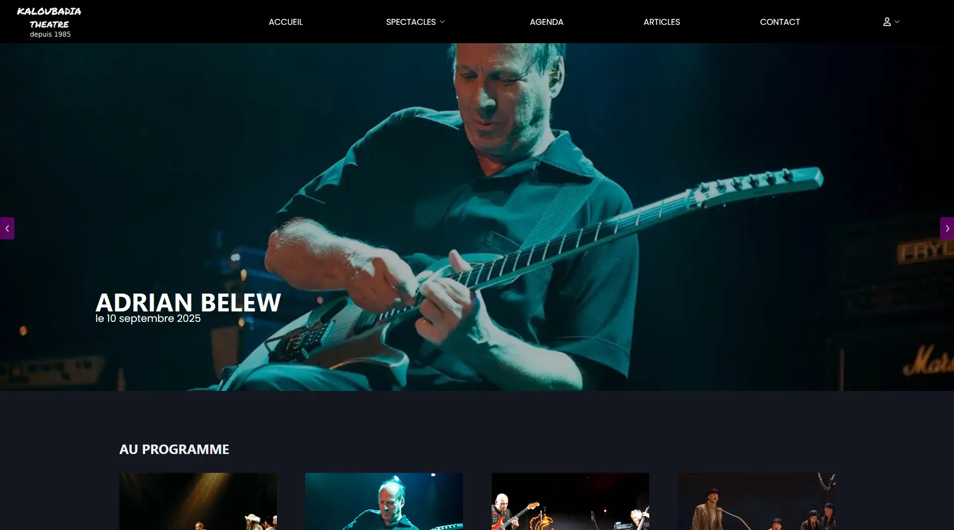 Page d'accueil du site Kaloubadia Théâtre